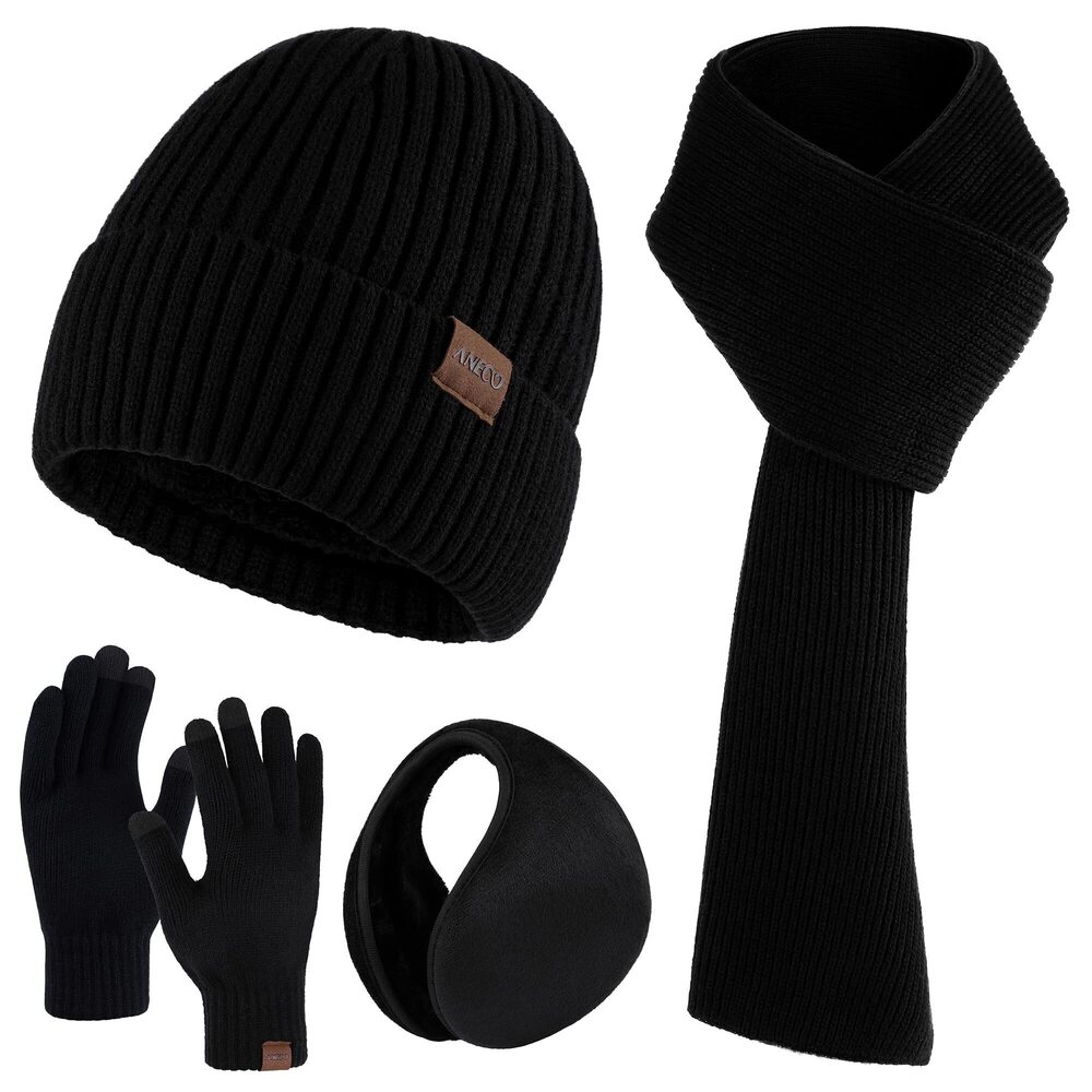 4731 Winter Knit Gloves Warmer Scarf Beanie Hat Thermal Earmuffs